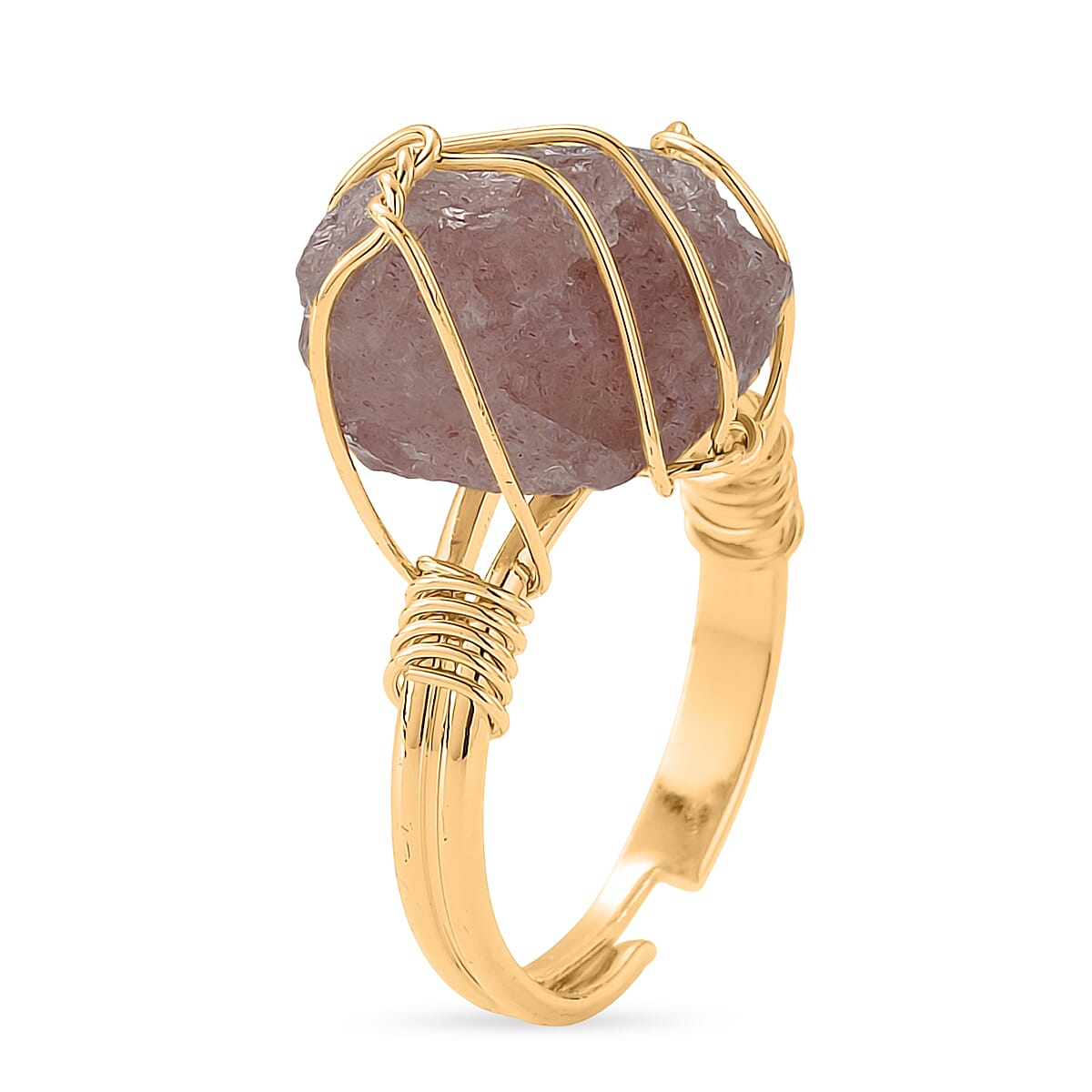 Strawberry Quartz 10.00 ctw Ring (Adjustable) in Goldtone