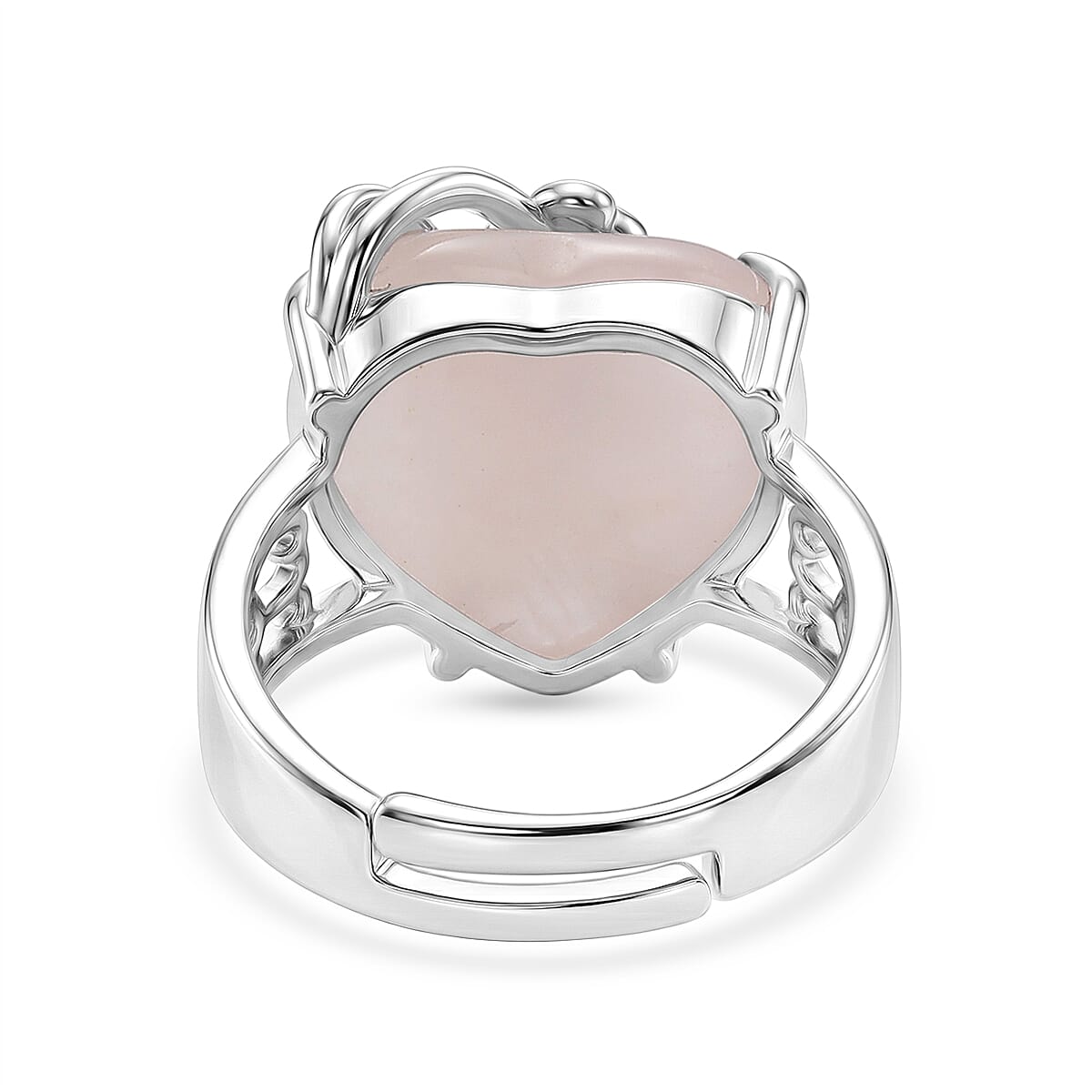 Rose Quartz 12.00 ctw Ring (Adjustable) in Silvertone