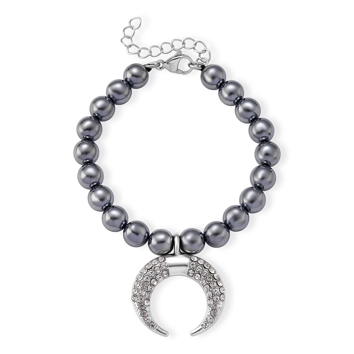 Terahertz, Austrian Crystal Beaded Bracelet with Butterfly Charm in Silvertone & Stainless Steel (7-9In) 75.00 ctw