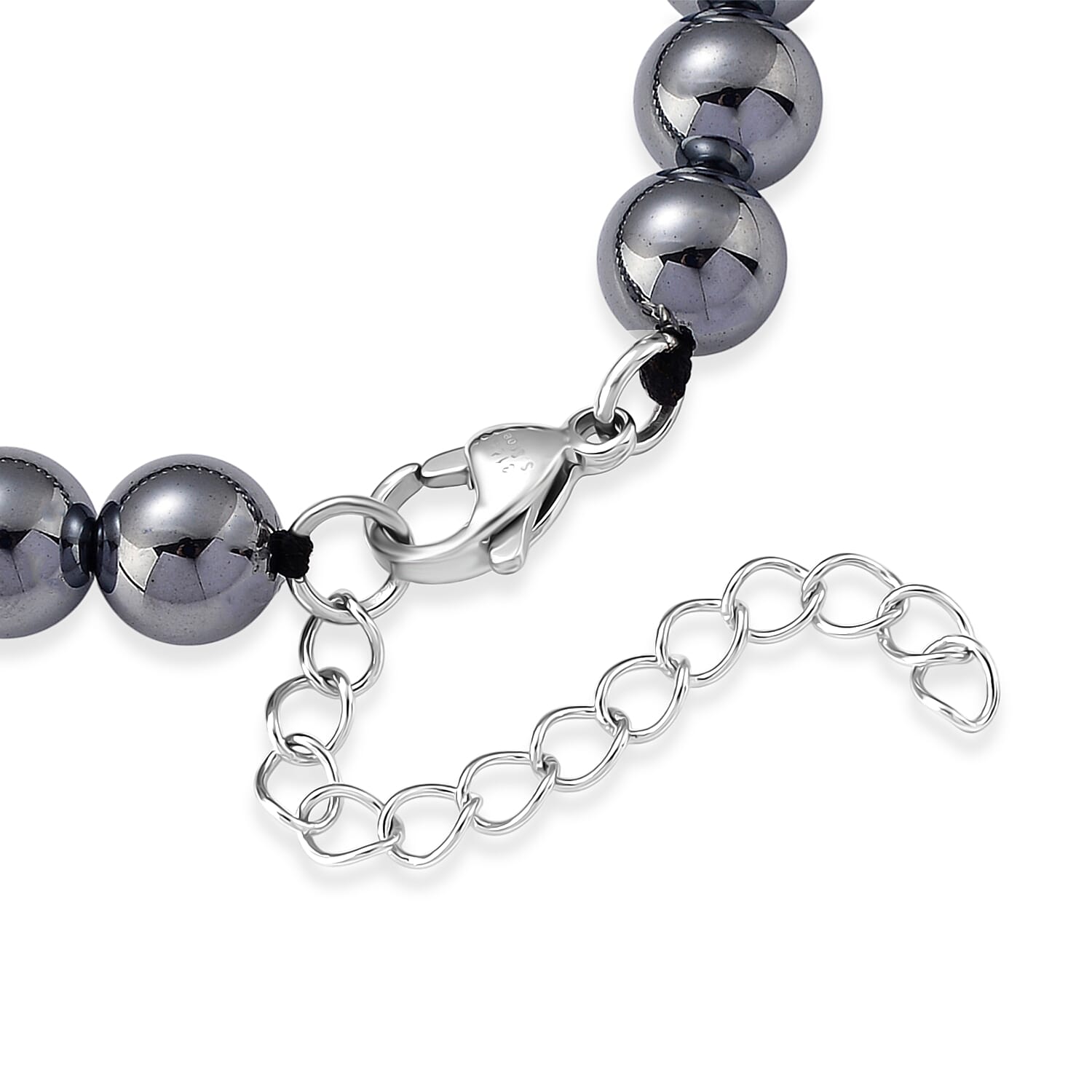 Terahertz 75.00 ctw and Austrian Crystal Beaded Bracelet with Horn Charm in Silvertone & Stainless Steel (7-9In)