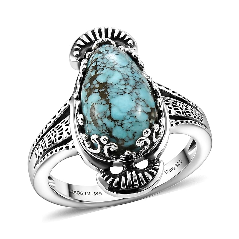 D'Joy Artisan Crafted Premium Blue Moon Turquoise 3.50 ctw Ring in Sterling Silver (Size 10.0)
