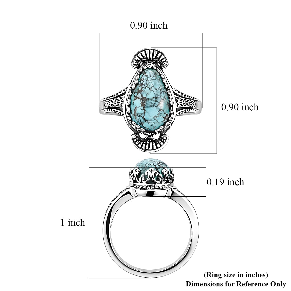 D'Joy Artisan Crafted Premium Blue Moon Turquoise Ring in Sterling Silver (Size 10.0) 3.54 ctw image number 5