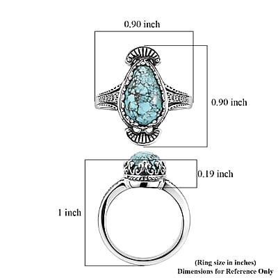 D'Joy Artisan Crafted Premium Blue Moon Turquoise 3.50 ctw Ring in Sterling Silver (Size 10.0)