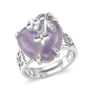 African Amethyst 12.00 ctw Ring (Adjustable) in Silvertone