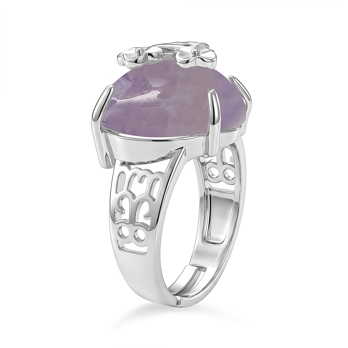 African Amethyst 12.00 ctw Ring (Adjustable) in Silvertone image number 3