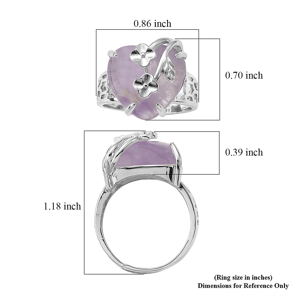 African Amethyst 12.00 ctw Ring (Adjustable) in Silvertone image number 5