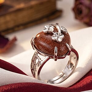 Gold Sandstone 12.00 ctw Ring (Adjustable) in Silvertone