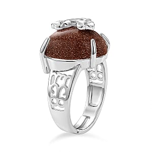 Gold Sandstone 12.00 ctw Ring (Adjustable) in Silvertone