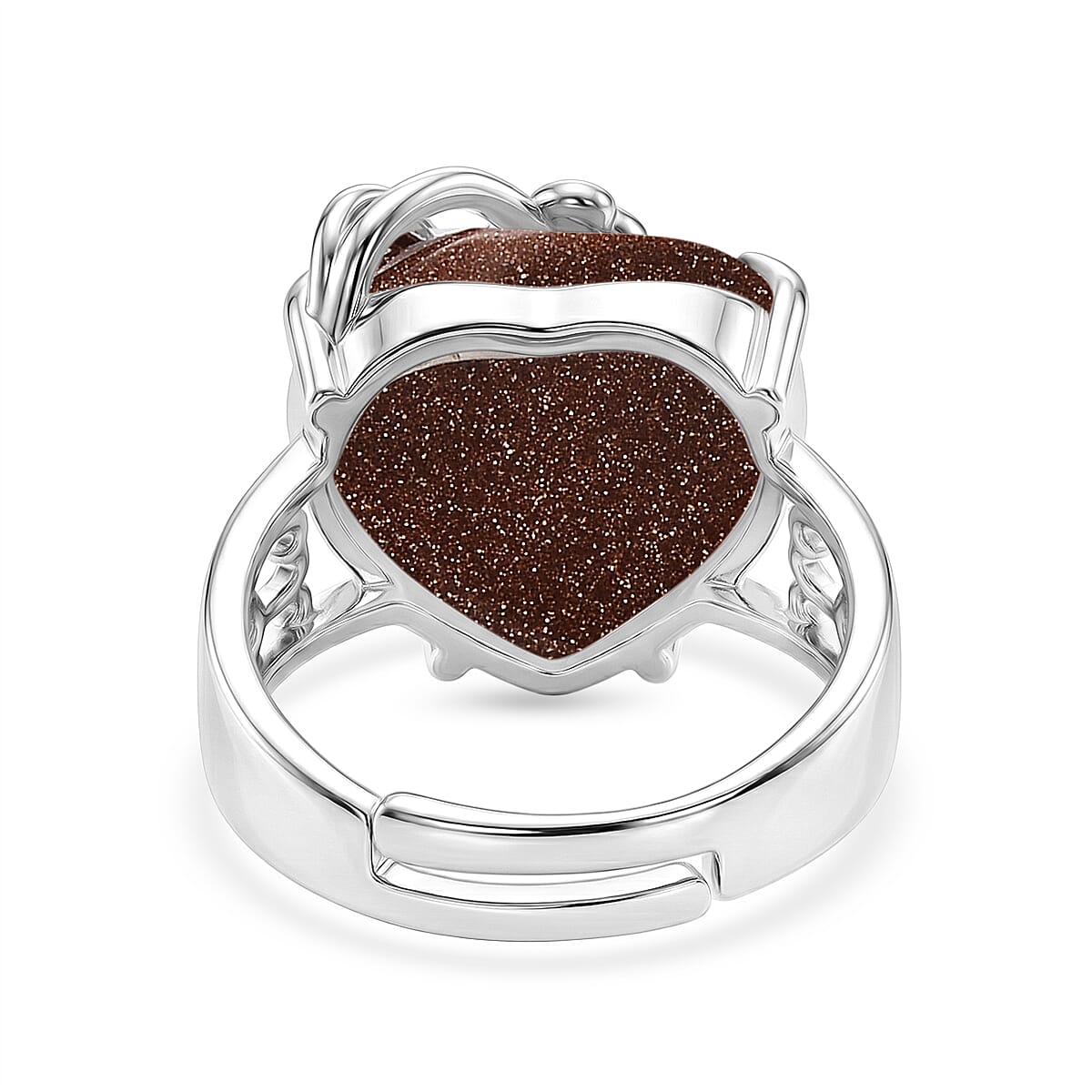 Gold Sandstone 12.00 ctw Ring (Adjustable) in Silvertone image number 4