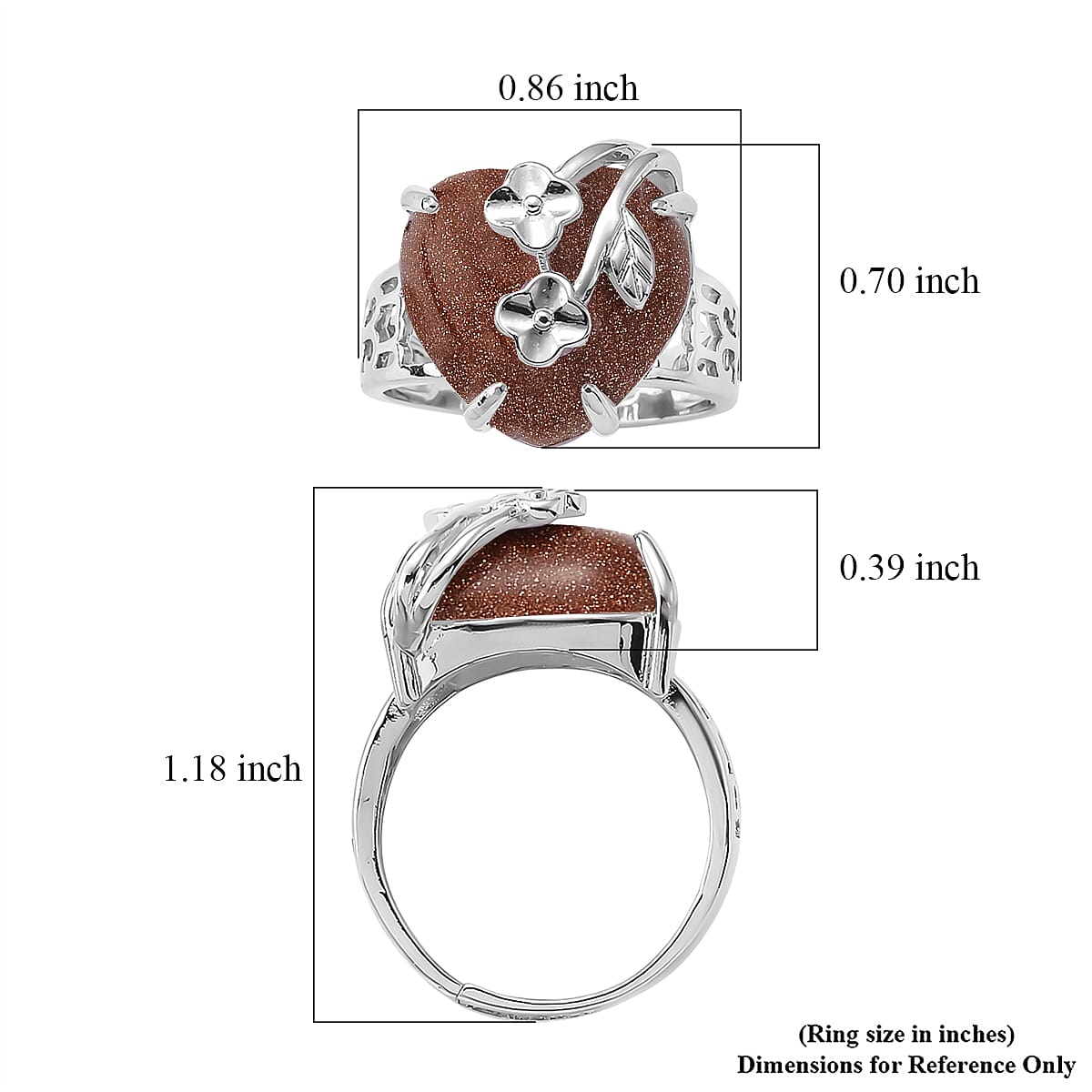 Gold Sandstone 12.00 ctw Ring (Adjustable) in Silvertone image number 5