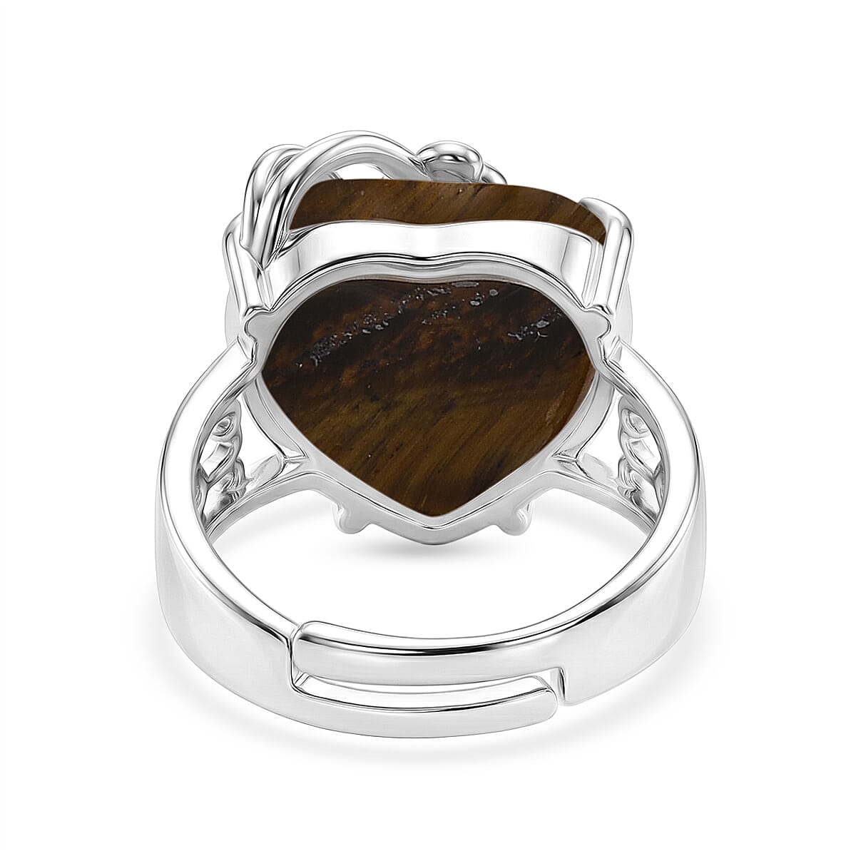 Yellow Tigers Eye 12.00 ctw Ring (Adjustable) in Silvertone image number 4