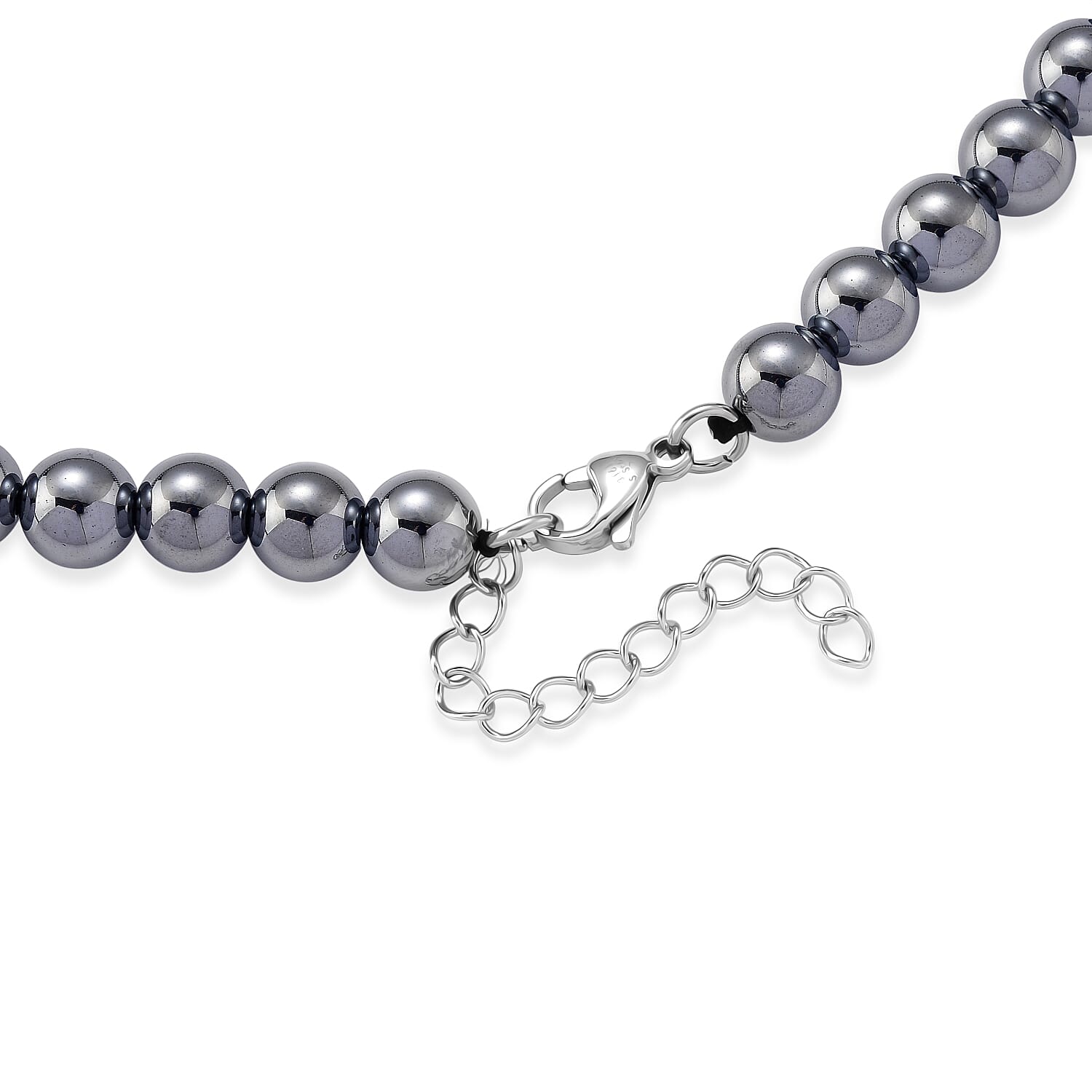 Terahertz 200.00 ctw and Austrian Crystal Beaded Necklace with Horn Charm (18-20 Inches) in Silvertone & Stainless Steel