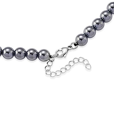 Terahertz 200.00 ctw and Austrian Crystal Beaded Necklace with Horn Charm (18-20 Inches) in Silvertone & Stainless Steel