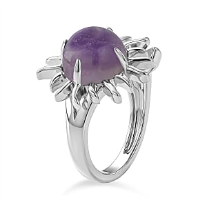 African Amethyst and Simulated Diamond 9.00 ctw Ring (Adjustable) in Silvertone