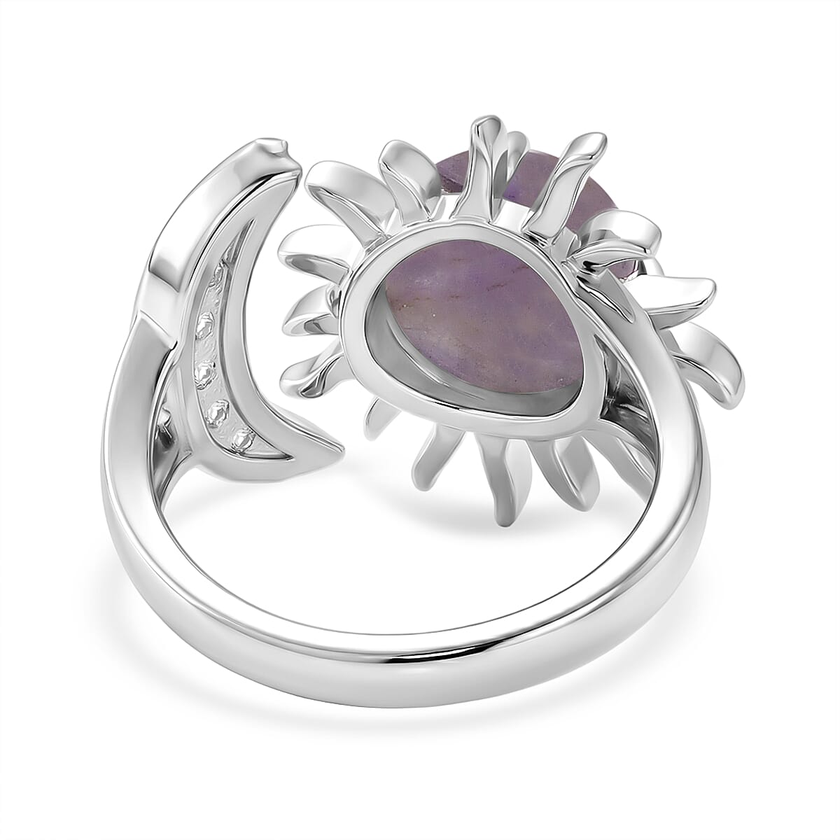 African Amethyst and Simulated Diamond 9.00 ctw Ring (Adjustable) in Silvertone image number 4