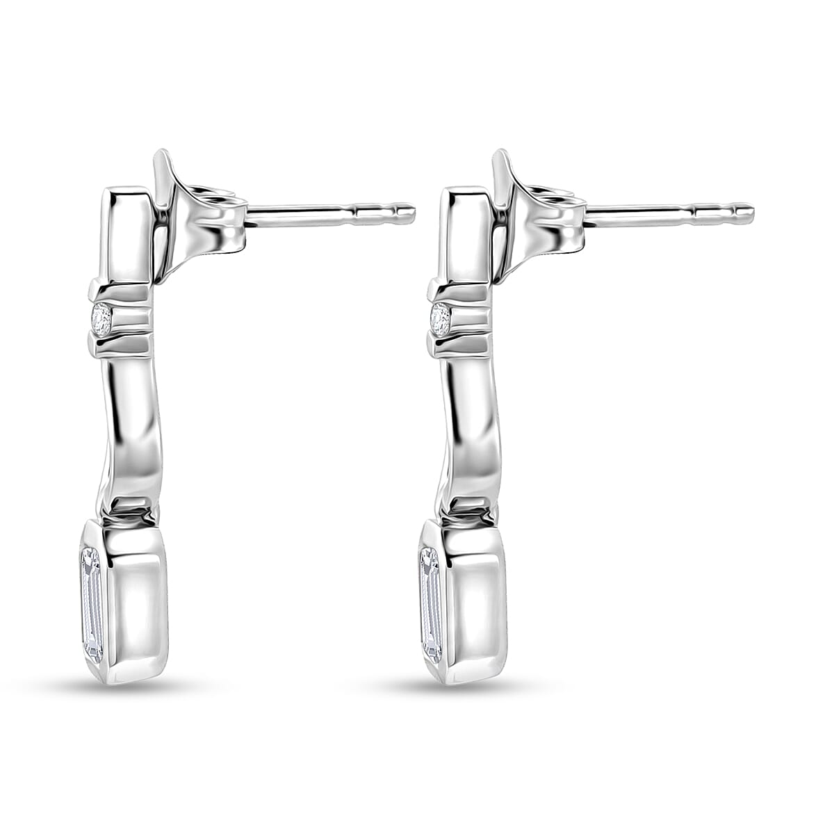 D'Joy Moissanite 0.60 ctw Dangling Earrings in Platinum Over Sterling Silver