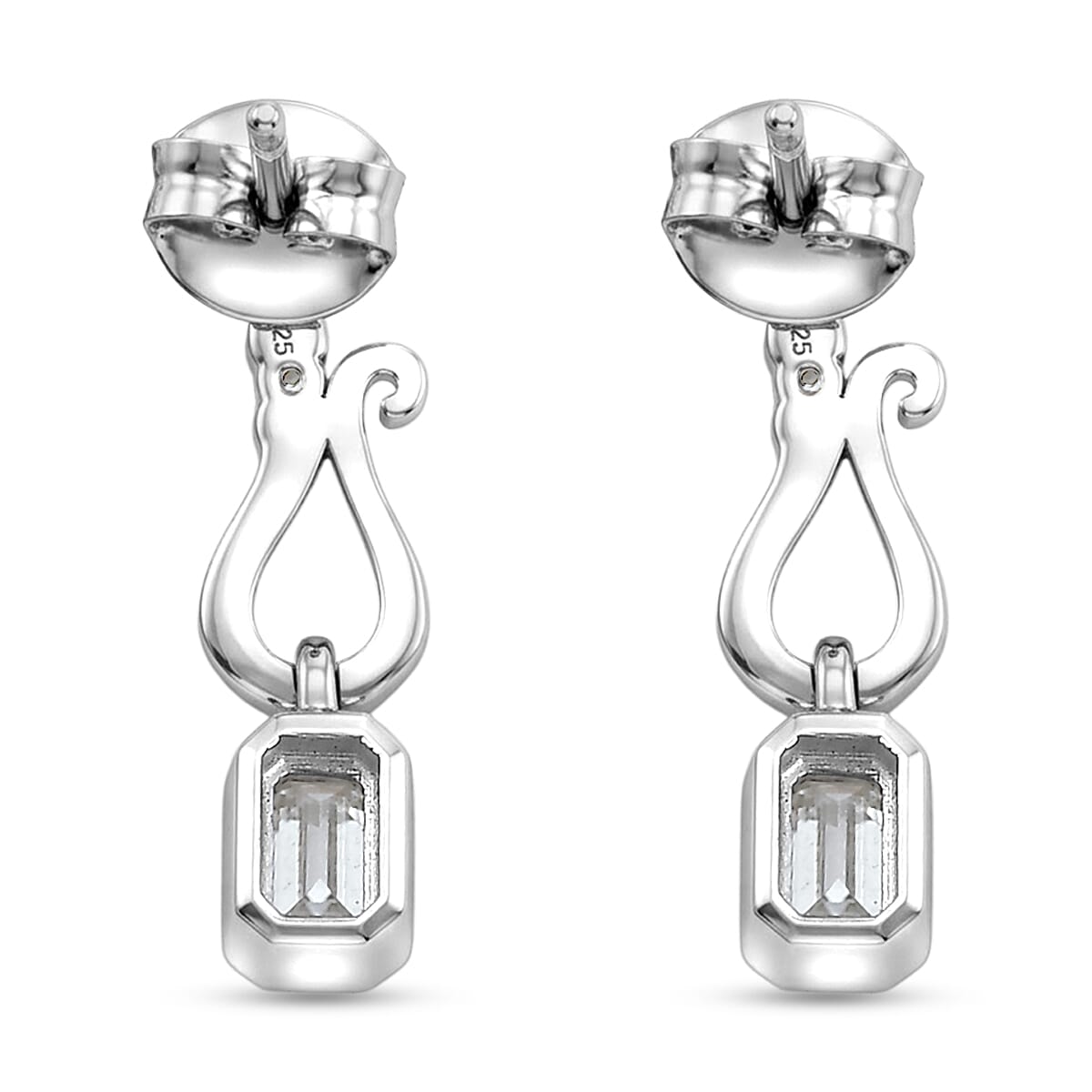 D'Joy Moissanite 0.60 ctw Dangling Earrings in Platinum Over Sterling Silver