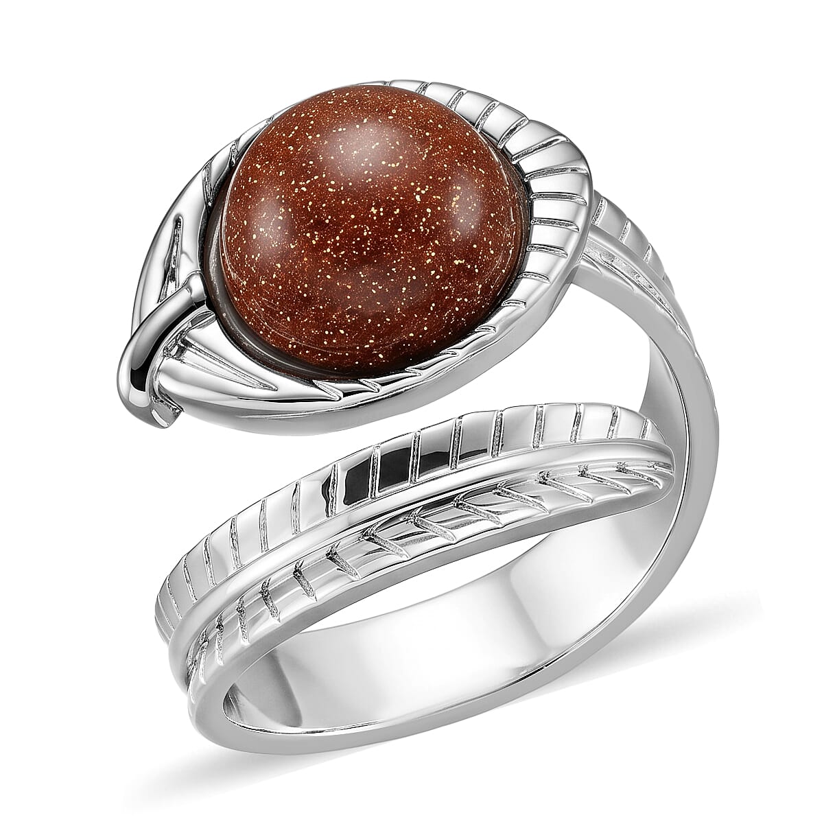Gold Sandstone Ring (Adjustable) in Silvertone 7.00 ctw