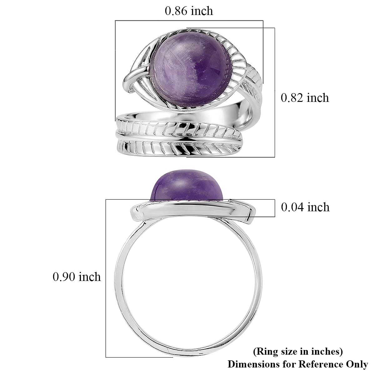 African Amethyst 7.00 ctw Ring (Adjustable) in Silvertone