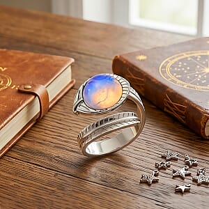 Opalite 7.00 ctw Ring (Adjustable) in Silvertone