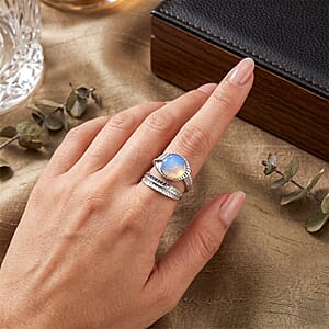 Opalite 7.00 ctw Ring (Adjustable) in Silvertone