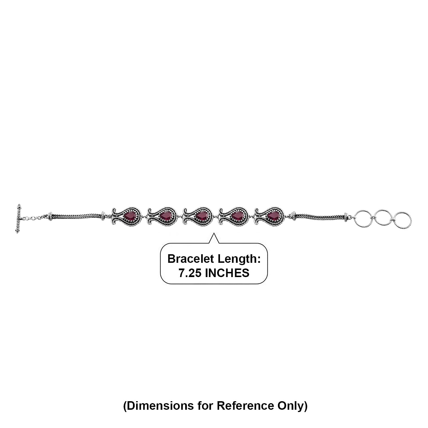 D'Joy Passport to Turkey Artisan Crafted Premium Niassa Ruby (FF) 5.30 ctw Bracelet in Sterling Silver (7.25-8.0In)
