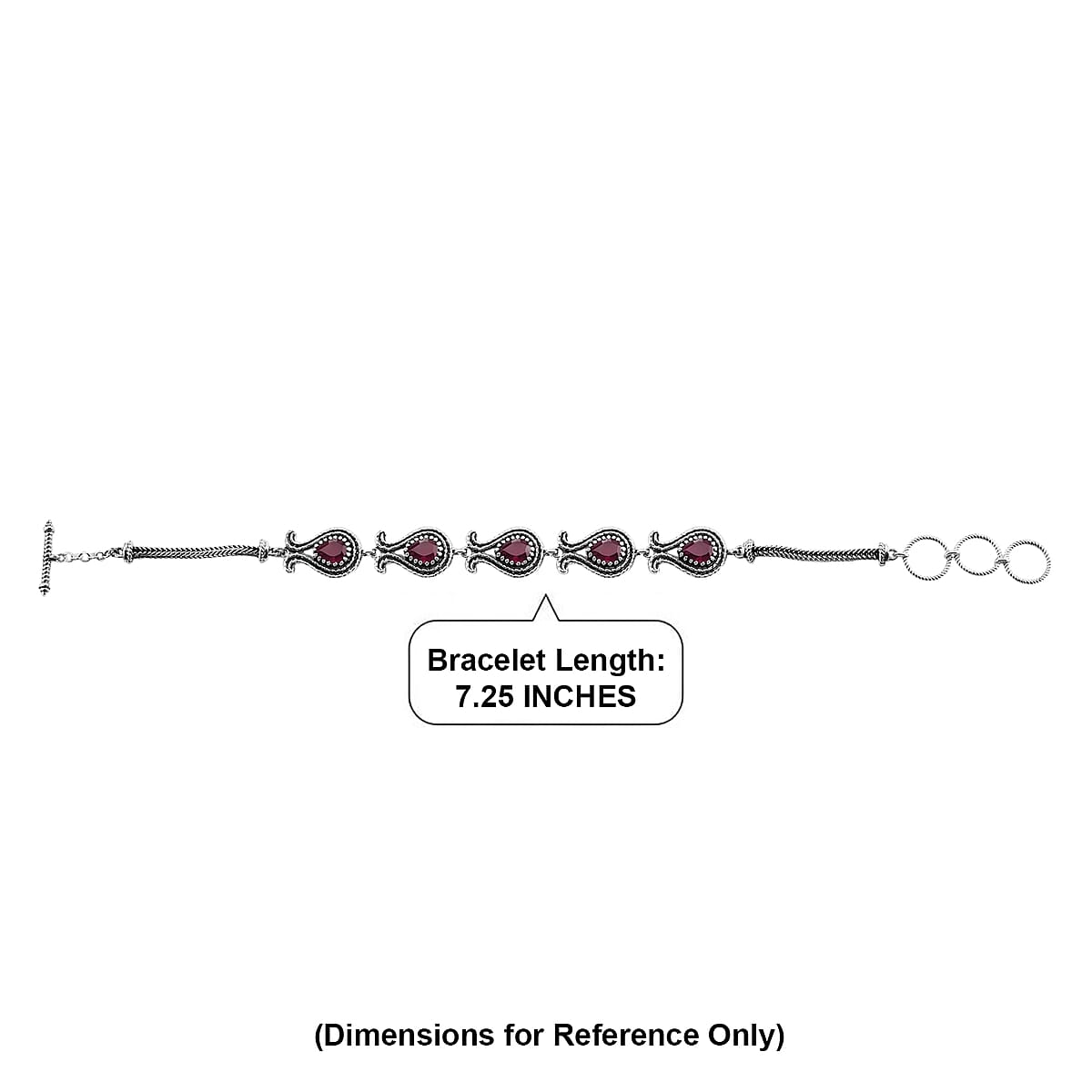 D'Joy Passport to Turkey Artisan Crafted Premium Niassa Ruby (FF) 5.30 ctw Bracelet in Sterling Silver (7.25-8.0In) image number 4