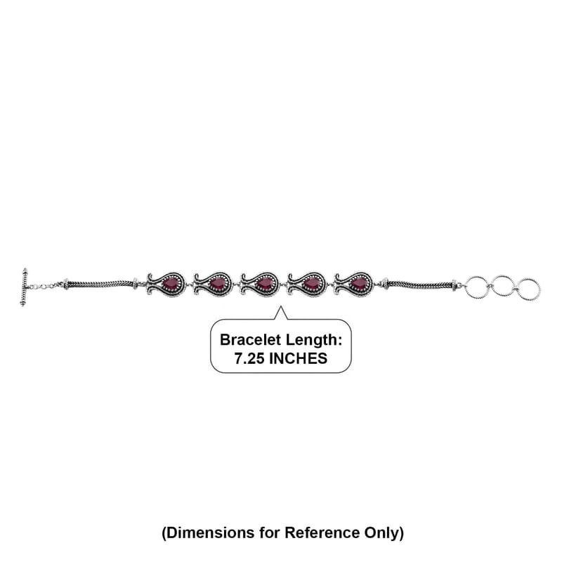 D'Joy Passport to Turkey Artisan Crafted Premium Niassa Ruby (FF) 5.30 ctw Bracelet in Sterling Silver (7.25-8.0In)