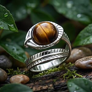 Yellow Tigers Eye 7.00 ctw Ring (Adjustable) in Silvertone