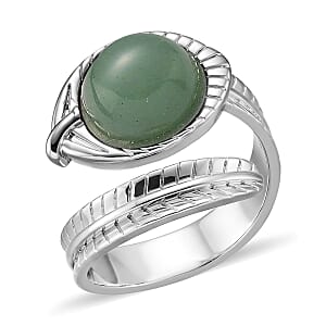Green Aventurine 7.00 ctw Ring (Adjustable) in Silvertone