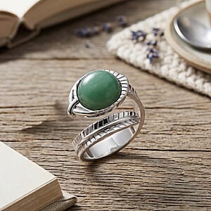 Green Aventurine 7.00 ctw Ring (Adjustable) in Silvertone