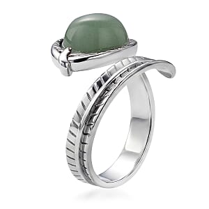 Green Aventurine 7.00 ctw Ring (Adjustable) in Silvertone