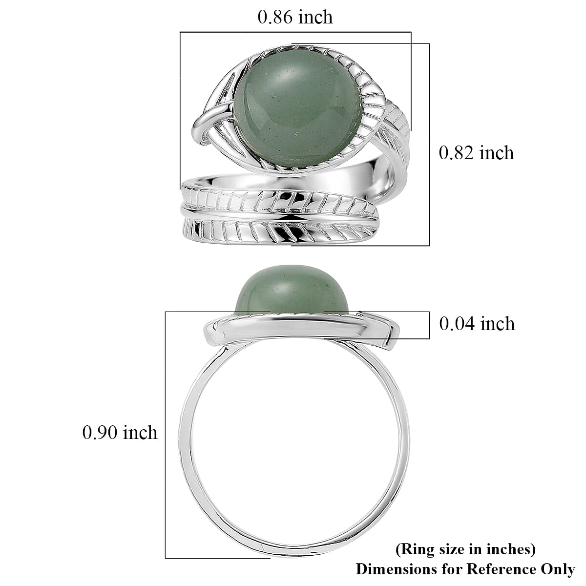 Green Aventurine 7.00 ctw Ring (Adjustable) in Silvertone image number 5