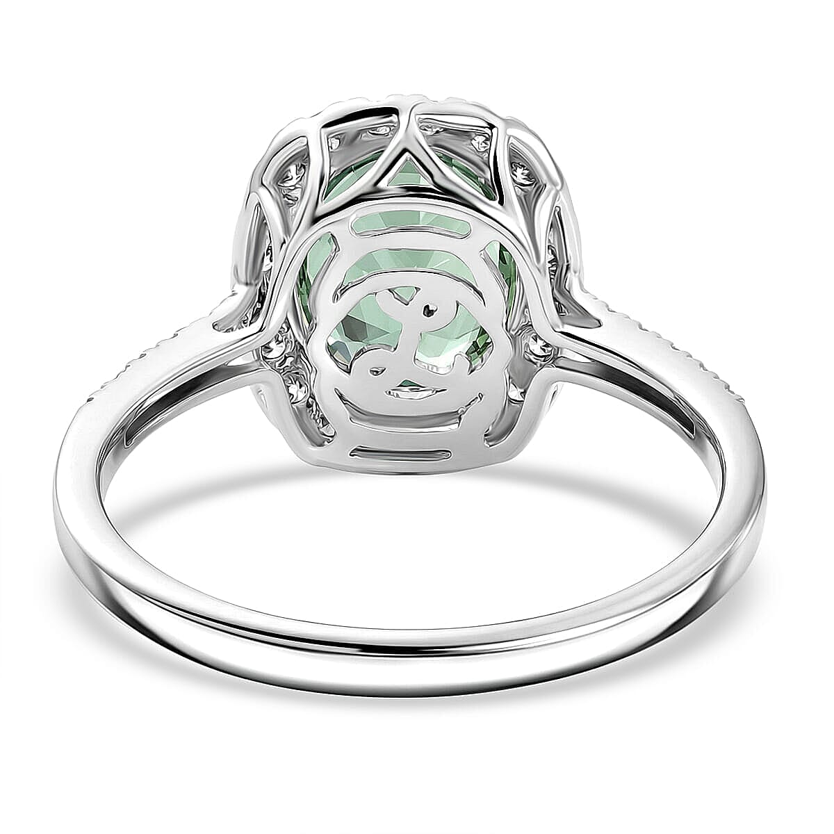 Certified & Appraised Luxoro 10K White Gold AAA Mint Tourmaline, Diamond (G-H, SI) (0.54 cts) Ring (Size 10.0) 3.00 ctw image number 4