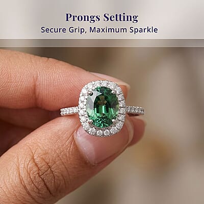 Certified & Appraised Luxoro 10K White Gold AAA Mint Tourmaline, Diamond (G-H, SI) (0.54 cts) Ring (Size 10.0) 3.00 ctw