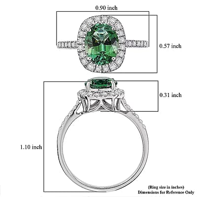 Certified & Appraised Luxoro 10K White Gold AAA Mint Tourmaline, Diamond (G-H, SI) (0.54 cts) Ring (Size 10.0) 3.00 ctw