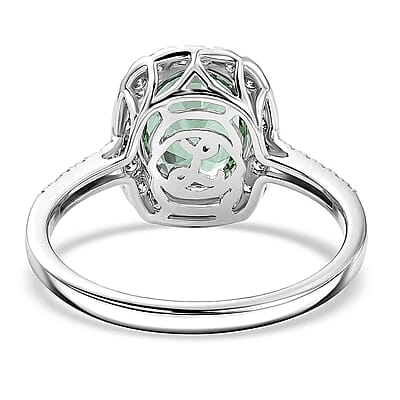 Certified & Appraised Luxoro 10K White Gold AAA Mint Tourmaline, Diamond (G-H, SI) (0.54 cts) Ring (Size 10.0) 3.00 ctw