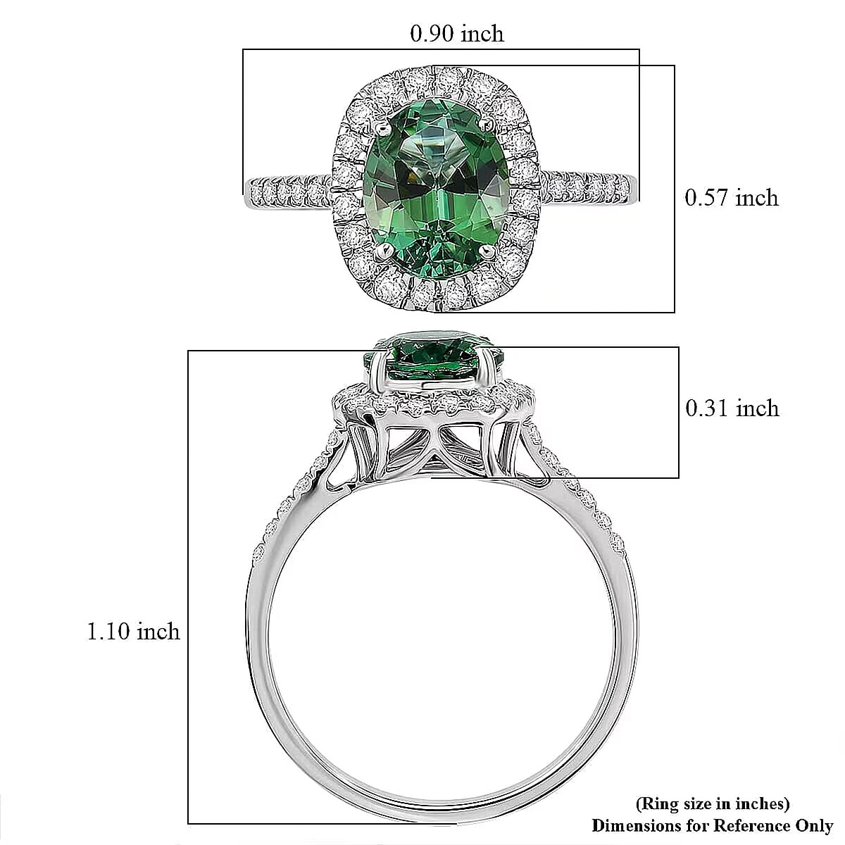 Certified & Appraised Luxoro AAA Arquiana Mint Tourmaline and Diamond I2 3.00 ctw Ring in 10K White Gold (Size 6.0) image number 5