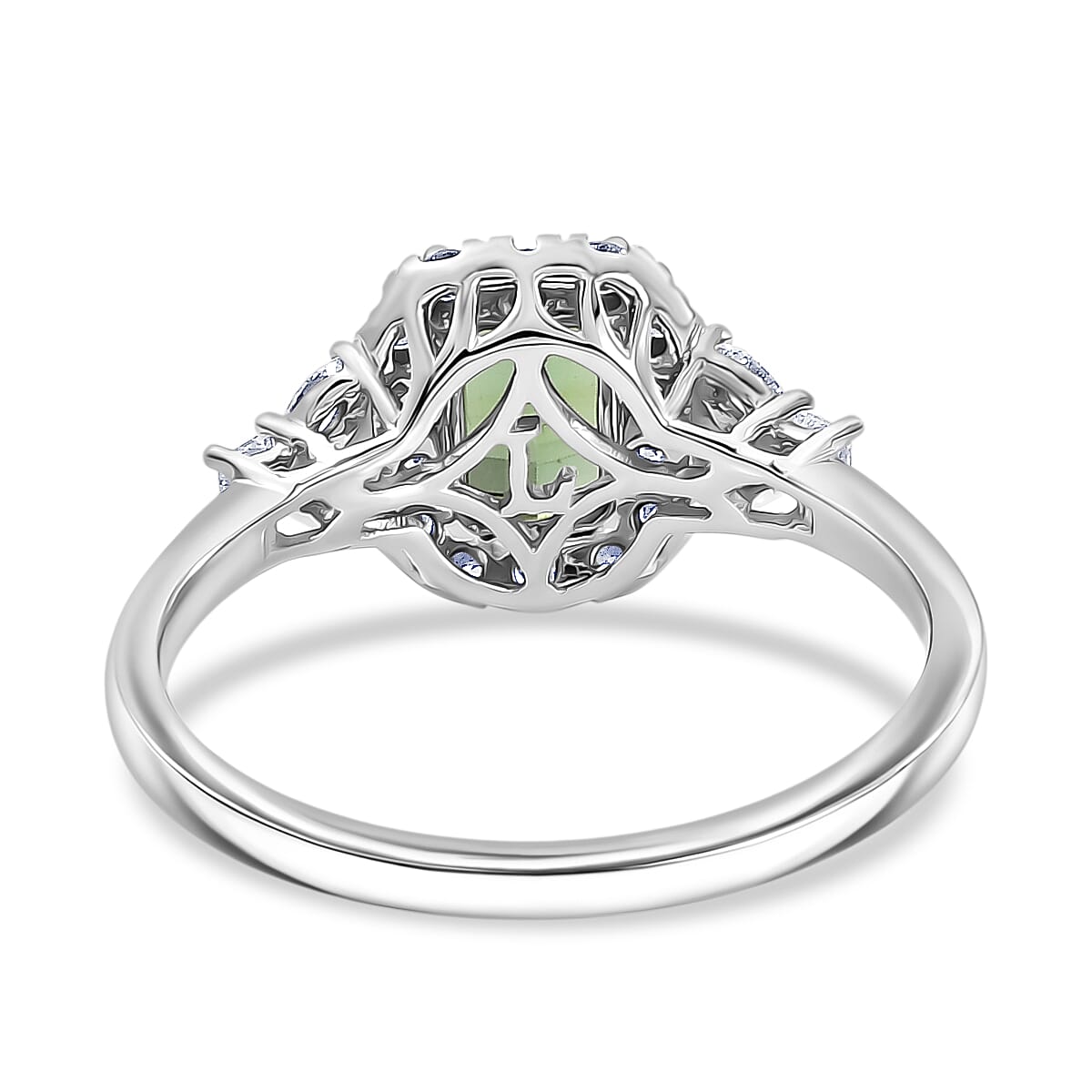 Certified & Appraised AAA Mint Tourmaline and Luxuriant Lab Grown Diamond G-H SI 1.79 ctw Ring in 10K White Gold (Size 10.0)