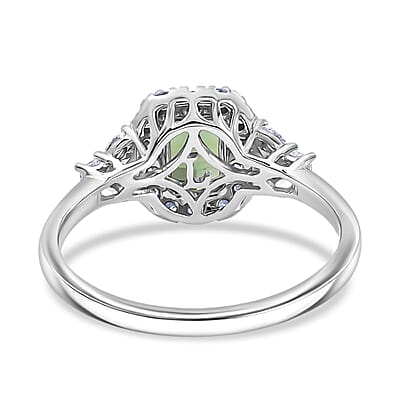Certified & Appraised AAA Mint Tourmaline and Luxuriant Lab Grown Diamond G-H SI 1.79 ctw Ring in 10K White Gold (Size 10.0)