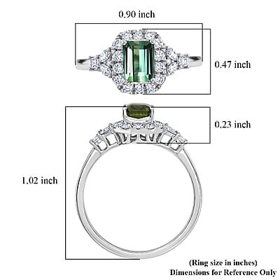 Certified & Appraised AAA Mint Tourmaline and Luxuriant Lab Grown Diamond G-H SI 1.79 ctw Ring in 10K White Gold (Size 10.0)