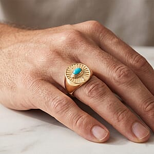 D'Joy Passport to Israel Lagoon Turquoise 0.50 ctw Men's Ring in 18K Vermeil Yellow Gold Over Sterling Silver (Size 10.0)
