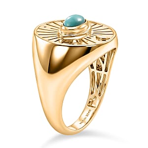 D'Joy Passport to Israel Lagoon Turquoise 0.50 ctw Men's Ring in 18K Vermeil Yellow Gold Over Sterling Silver (Size 10.0)