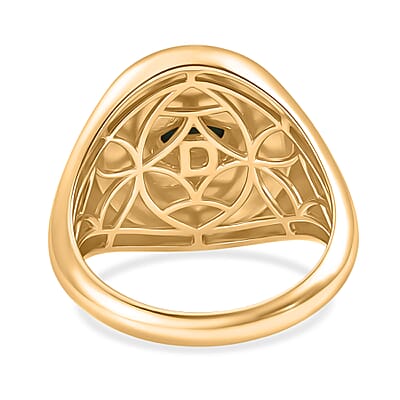 D'Joy Passport to Israel Lagoon Turquoise 0.50 ctw Men's Ring in 18K Vermeil Yellow Gold Over Sterling Silver (Size 9.0)