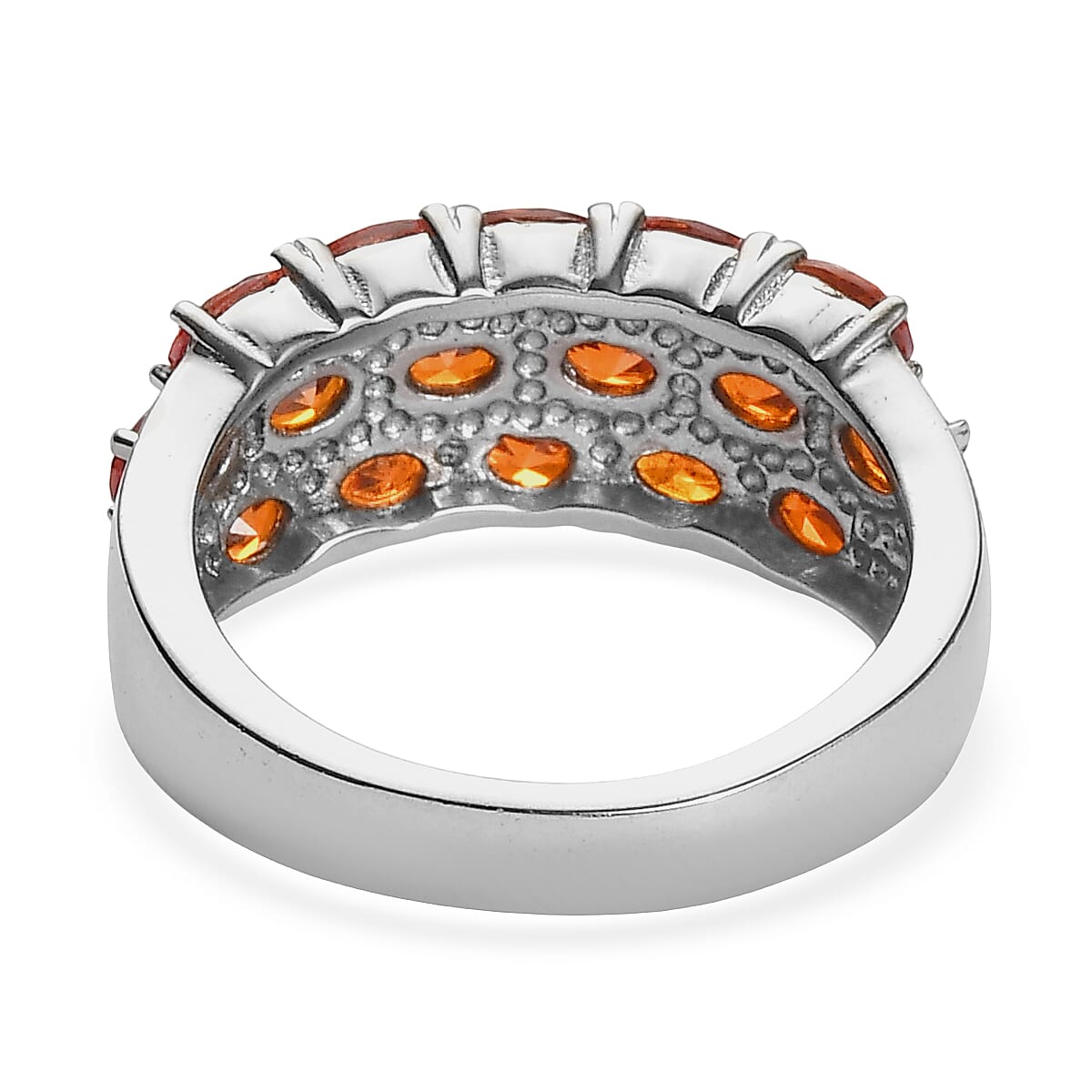 EverTrue Simulated Orange Diamond 4.60 ctw Ring in Stainless Steel (Size 6.0)