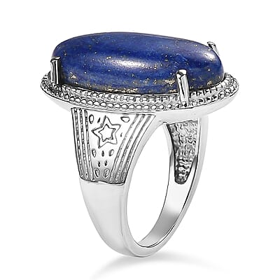 EverTrue Lapis Lazuli 12.00 ctw Ring in Stainless Steel (Size 6.0)