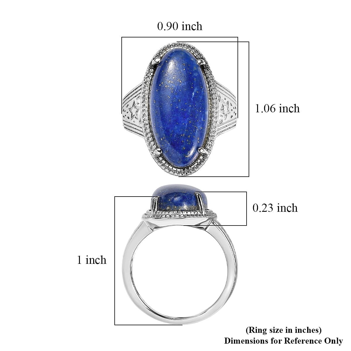 EverTrue Lapis Lazuli 12.00 ctw Ring in Stainless Steel (Size 6.0)
