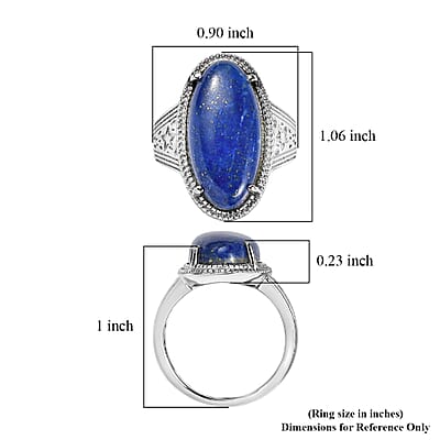 EverTrue Lapis Lazuli 12.00 ctw Ring in Stainless Steel (Size 6.0)
