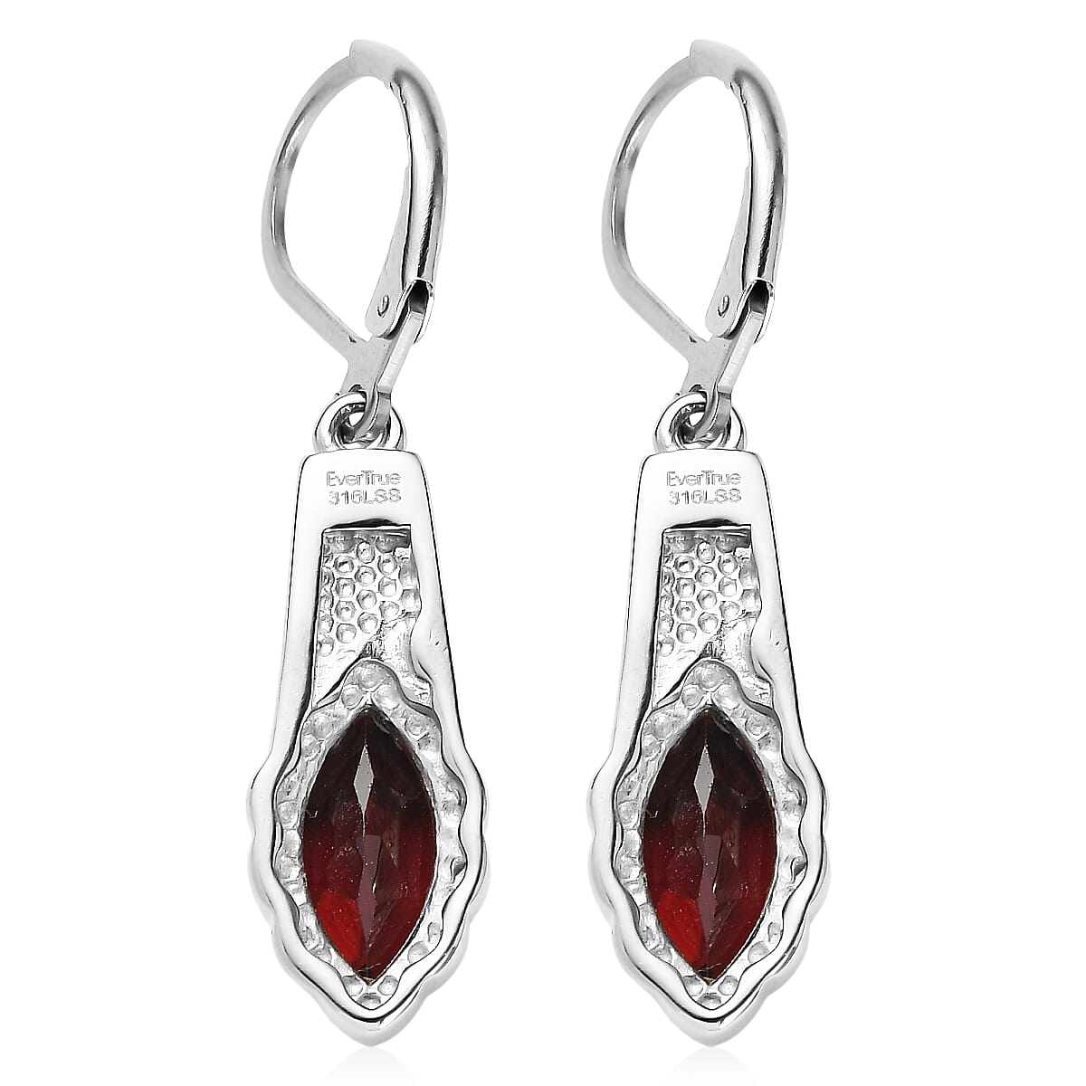 EverTrue Mozambique Garnet 4.00 ctw Earrings in Stainless Steel