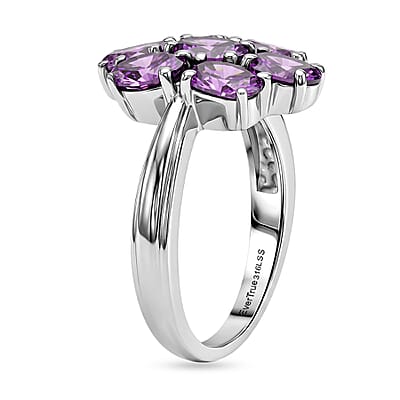 EverTrue Simulated Amethyst Color Diamond 4.60 ctw Ring in Stainless Steel (Size 6.0)
